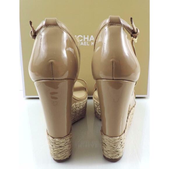 Women's Shoes Michael Kors Kerri Wedge Platform Heels Sandal Nude Patent Size 10 - Picture 7 of 9